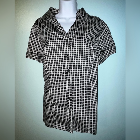 Lane Bryant Button Down Blouse Size 16 Black White - Picture 2 of 8